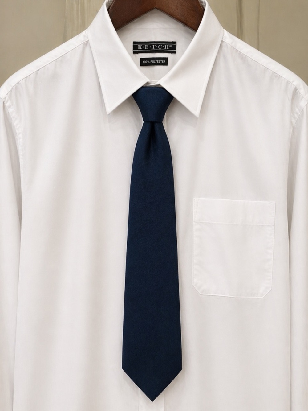 Ketch Navy Blue Tie Classic Solid Necktie Mens Business Formal